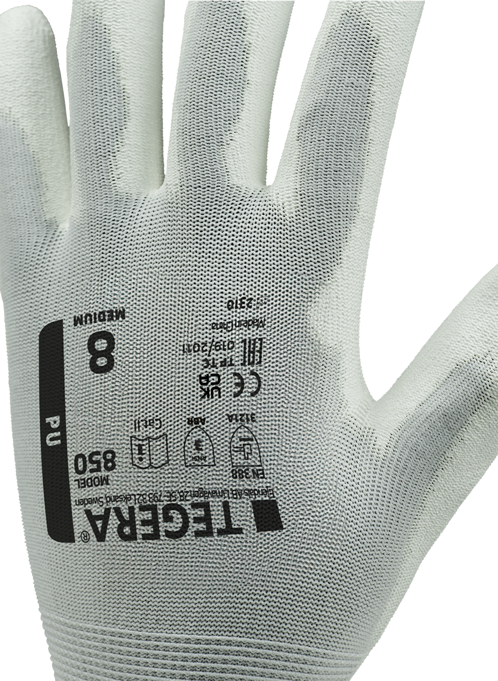 tegera Käsine tegera 850 koko 8 pu-pinnoite valkoinen