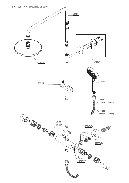 damixa Shower system damixa 57917.30 hilina w.mixer