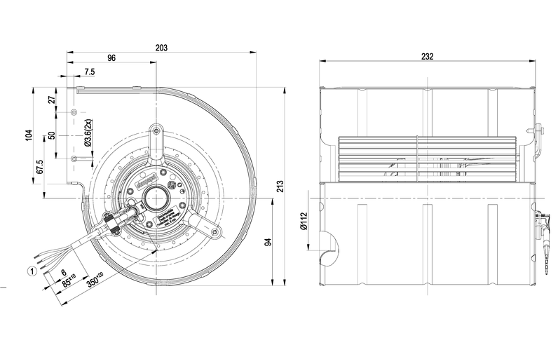 ebmpapst Radialfläkt d2e133dm5260 5uf 255w