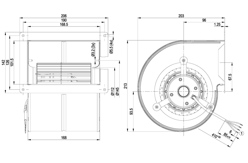 ebmpapst Radialfläkt d2e133cf0101 4uf 190w