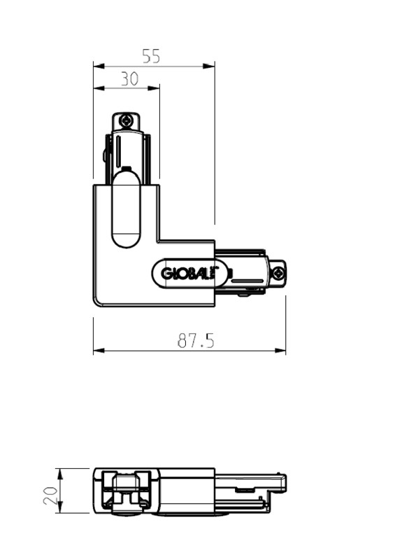 global trac Connector 1-cct gb35-1 l- 1-v gray
