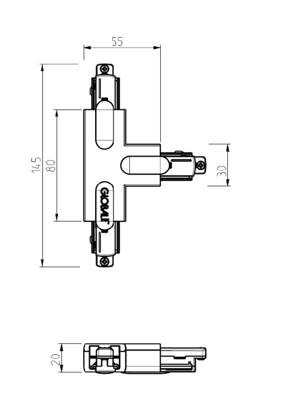 global trac T-kappale global trac gb39-3 1-v valkoinen