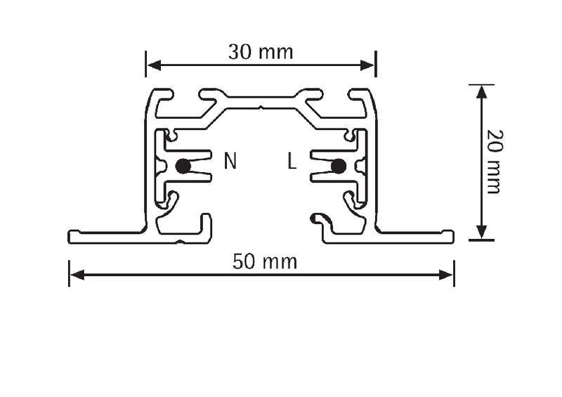 global trac 1-circuit track recessed gbf2100-1 1-v flush 1m grå