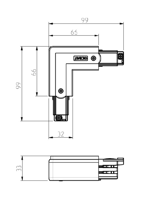 global trac Kulmakappale global trac xts 35-1 l-kappale  3-v harmaa