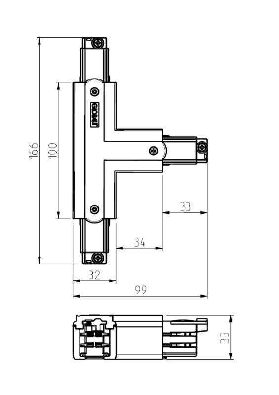 global trac T-kappale global trac xts 37-3 3-v valkoinen