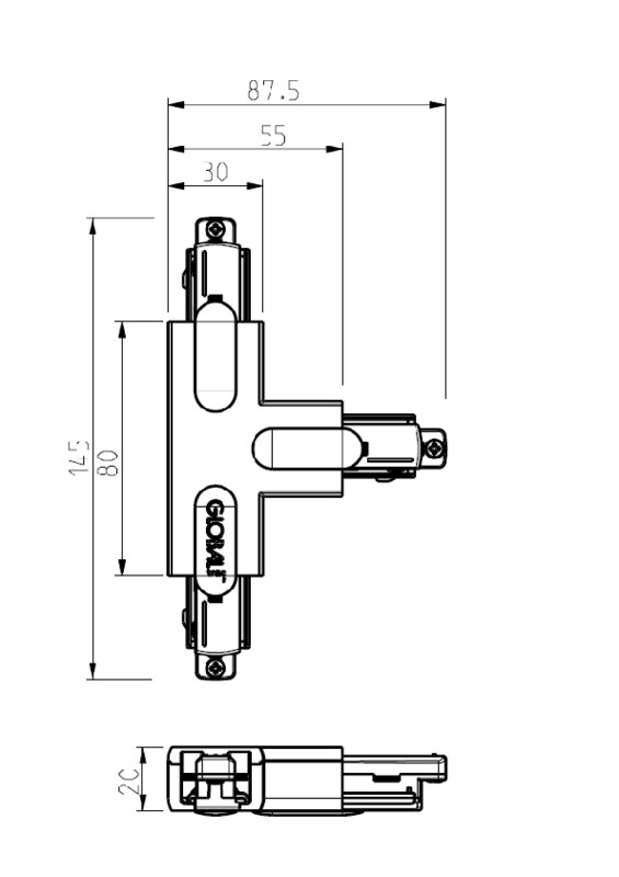 global trac T-kappale global trac gb36-2 1-v musta