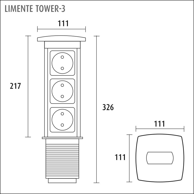 limente Vägguttag tower-3 s3/16a/ip20 0x alumini