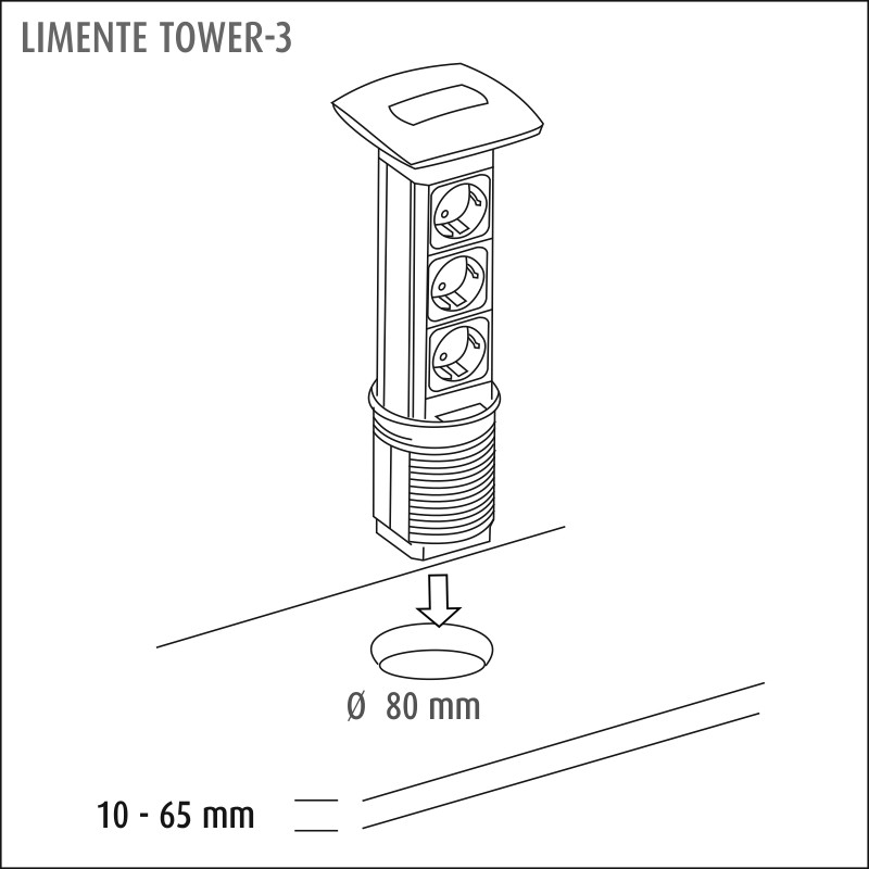 limente Vägguttag tower-3 s3/16a/ip20 0x alumini