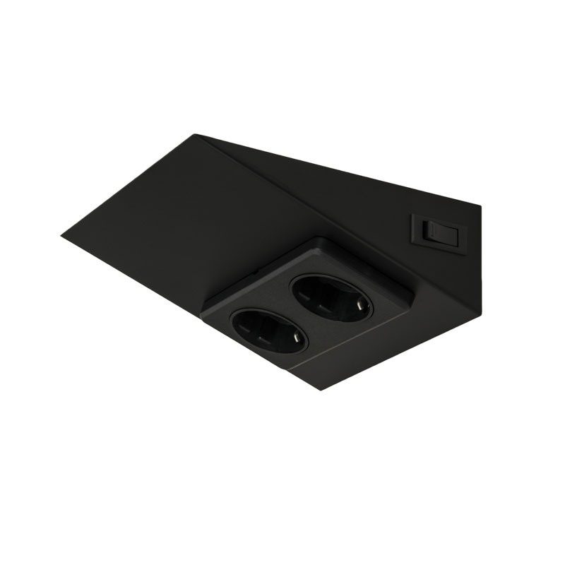 SOCKET OUTLET+SWITCH LUNA-2 S2/16A/IP20 0X BLACK