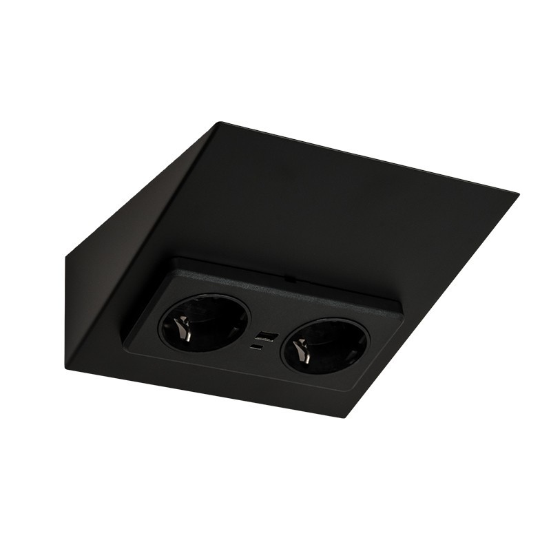limente Vägguttag med usb mini-2c usb s2/16a/ip20 svart
