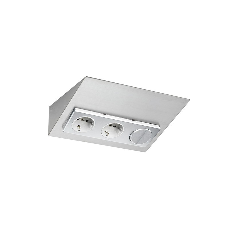 SOCKET OUTLET+SWITCH LUXA-32 S2/16A/IP20 1X STEEL
