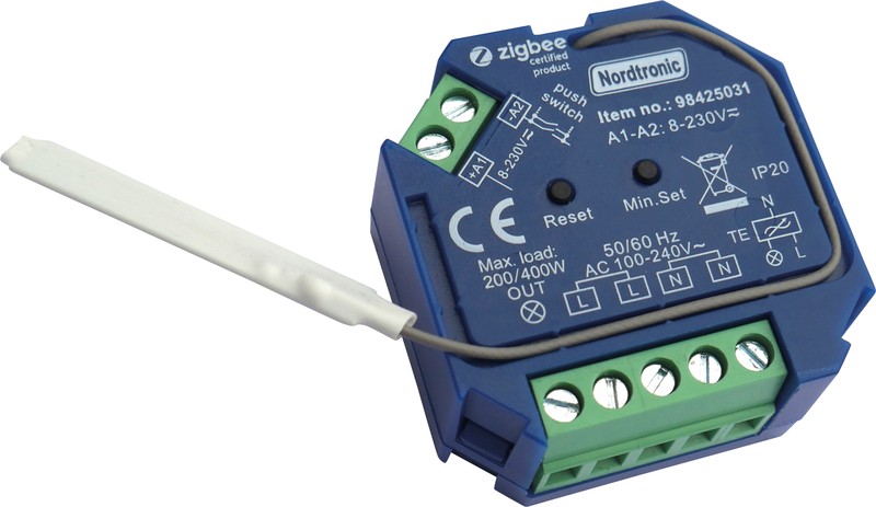 nordtronic Dimmer box dimmer zigbee 400w 100-240vac 50hz pushdim