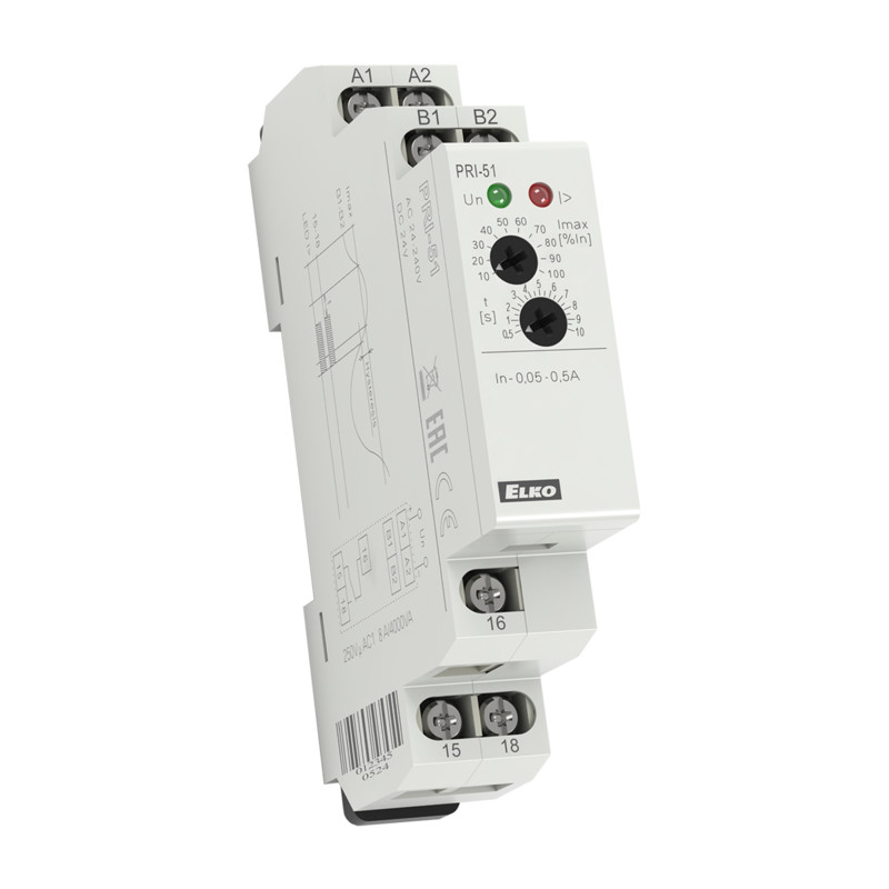 MONITORING RELAY CURRENT 1CO 8A 250VAC ADJ. 0.05-0.5A