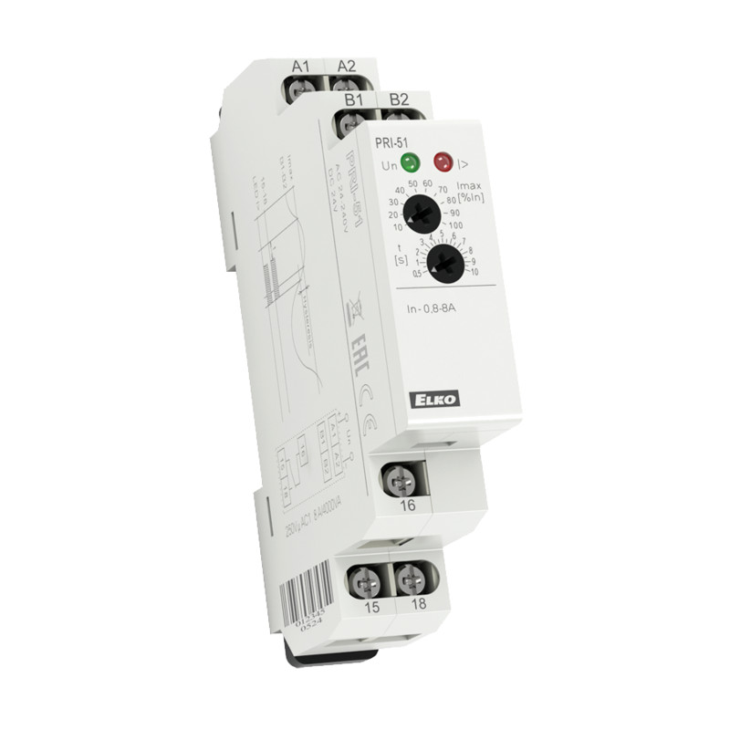 MONITORING RELAY CURRENT 1CO 8A 250VAC ADJ. 0.8-8A