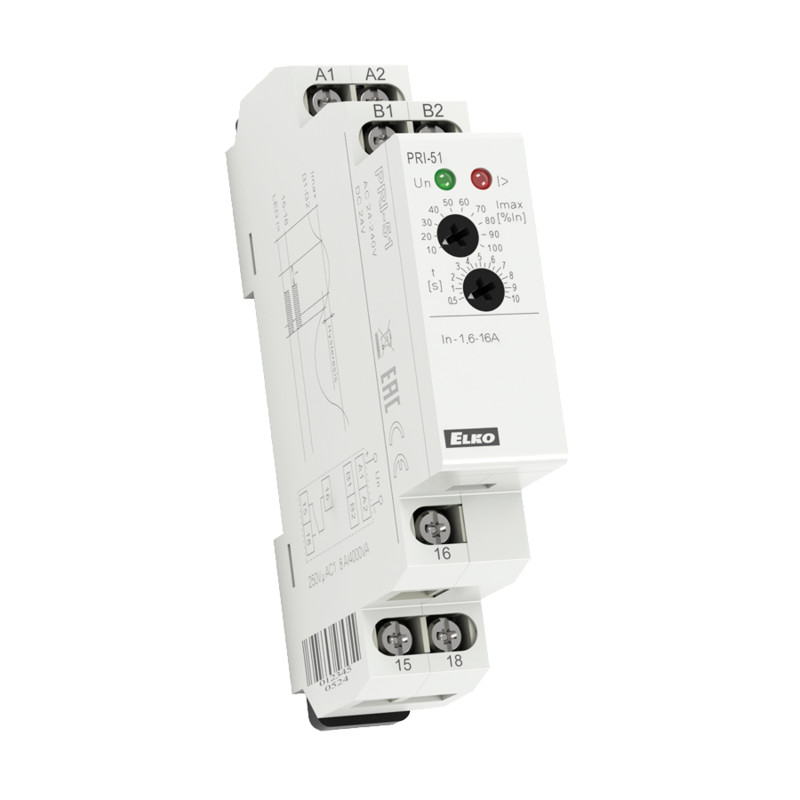 MONITORING RELAY CURRENT 1CO 8A 250VAC ADJ. 1.6-16A