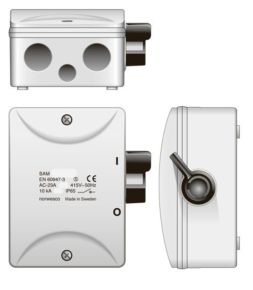 norwesco Safety switch sam325 3x25a 500v 11kw ip65