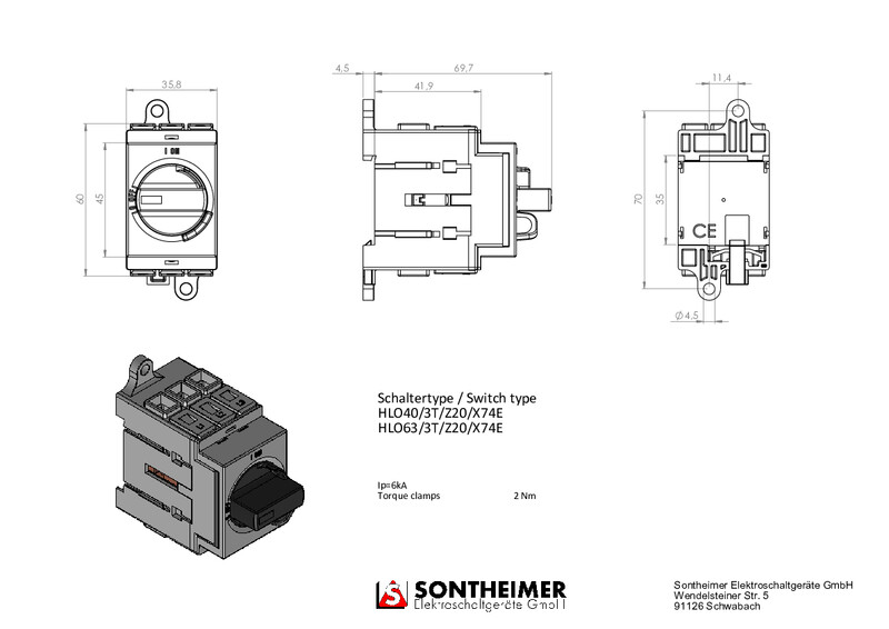 sontheimer Main switch hlo63/3t/z20/z74e/f908