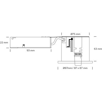 nordtronic Downlight uni install dimmer ip44 gu10 max. 7,5w dim  bl r
