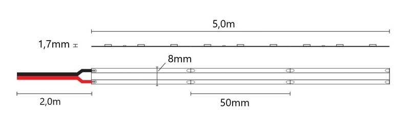 arten Led strip cob 24v 10w/m ip20 24v 4000k cob