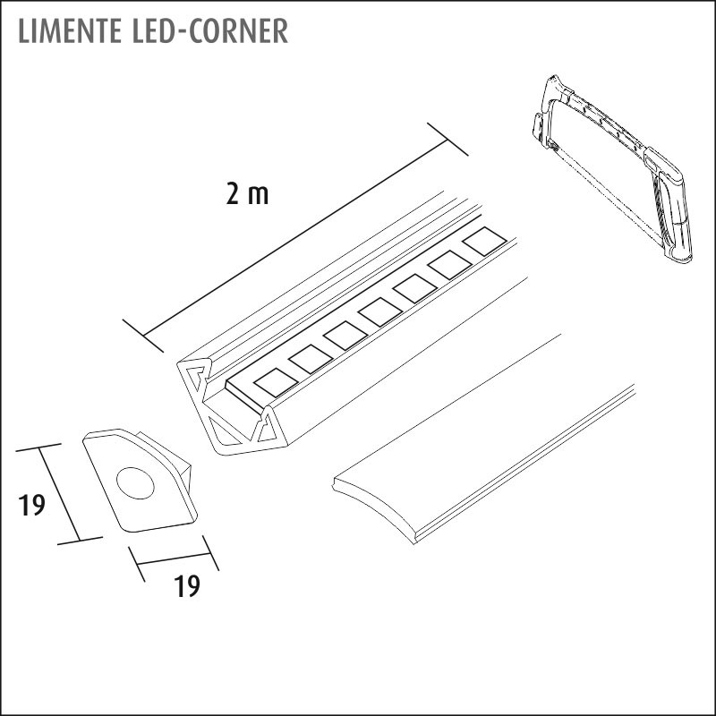limente Valoprofiili/-nauha led-corner40com 45w 4k al