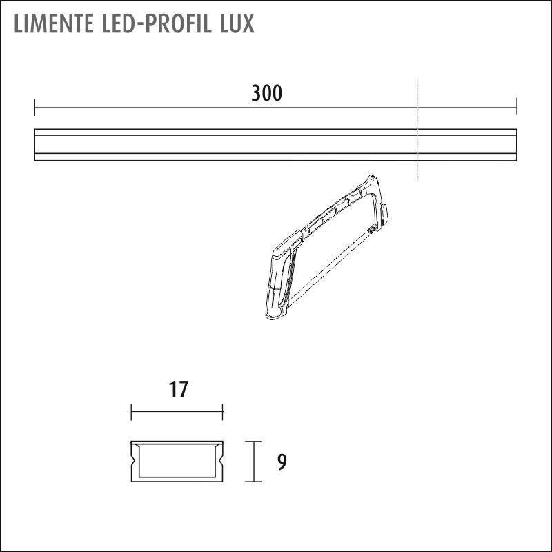 limente Kohdevalaisin led-profil 86 lux 4000k 19w