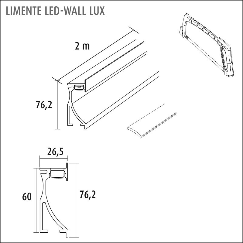 limente Led-list led-wall40lux 57w 4000k al