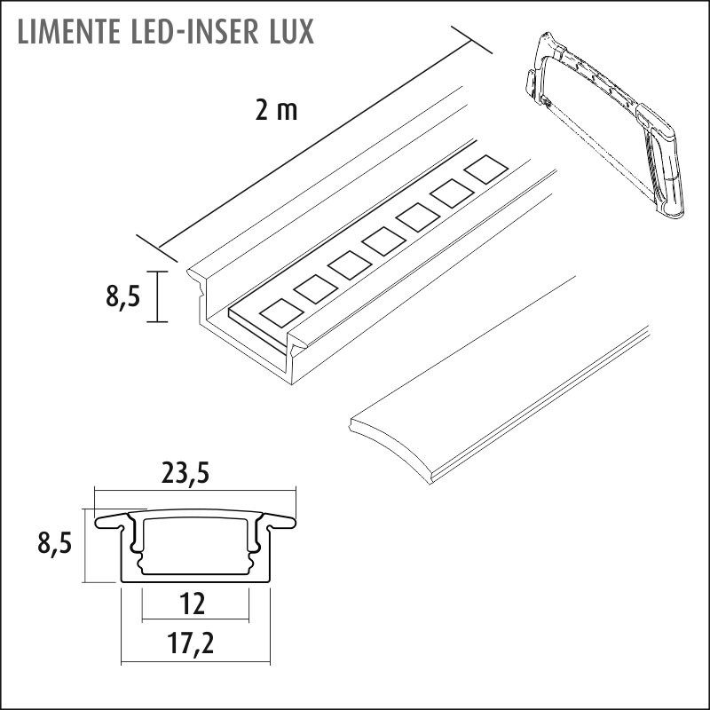 limente Led-light rail led-inser40lux 57w 3000k al