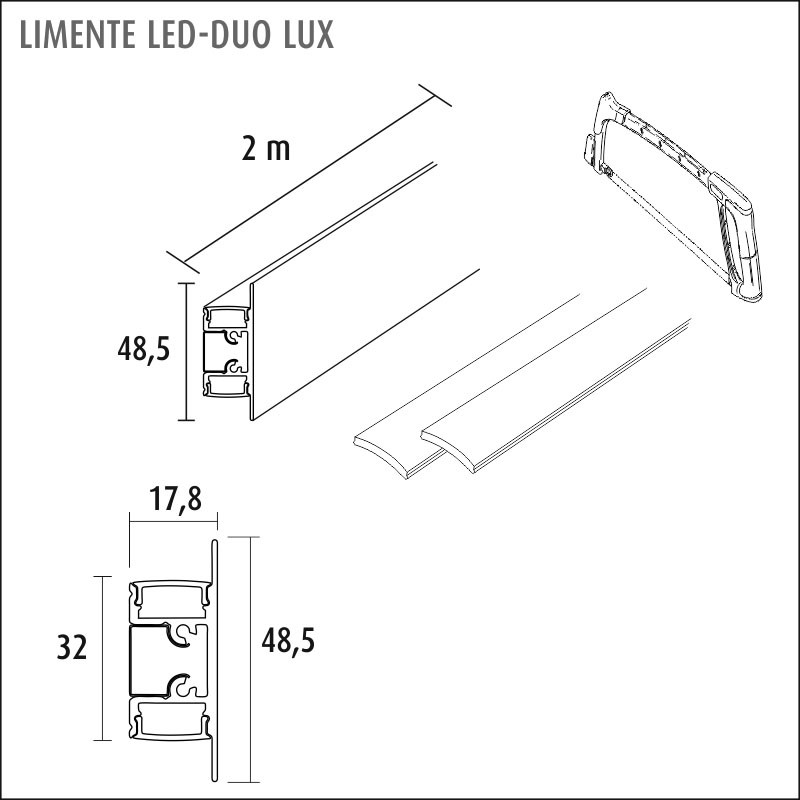 limente Led-light rail led-duo40lux 57w 4000k al mu