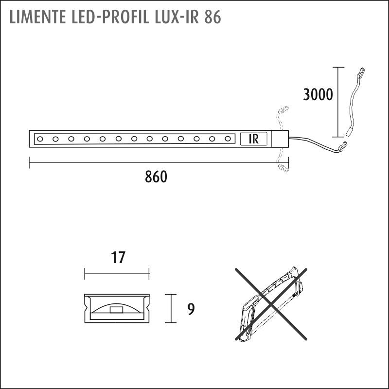 limente Spotlight led-profil 86 lux-ir 4000k 19w