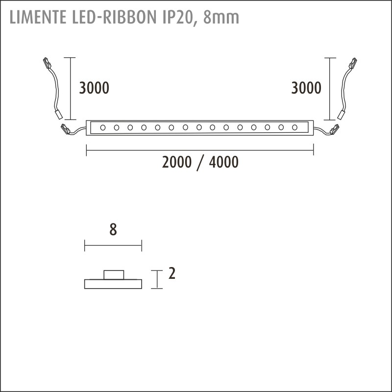 limente Led-ljusslinga led-ribbon20-8, 20w, 3000k