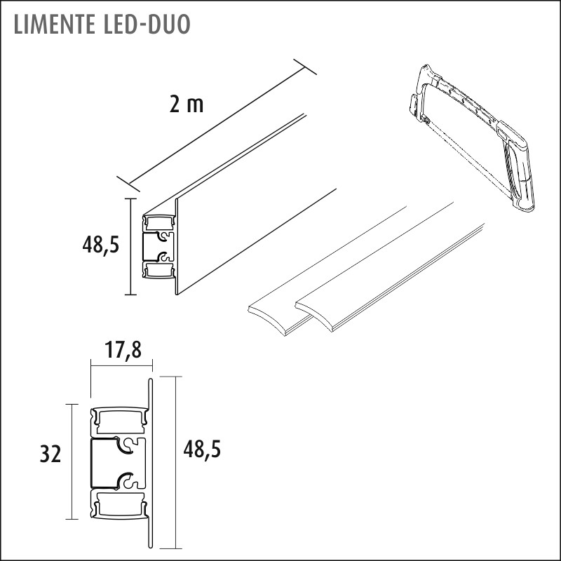 limente Valoprofiili/-nauha duo20com 24w 4k bl