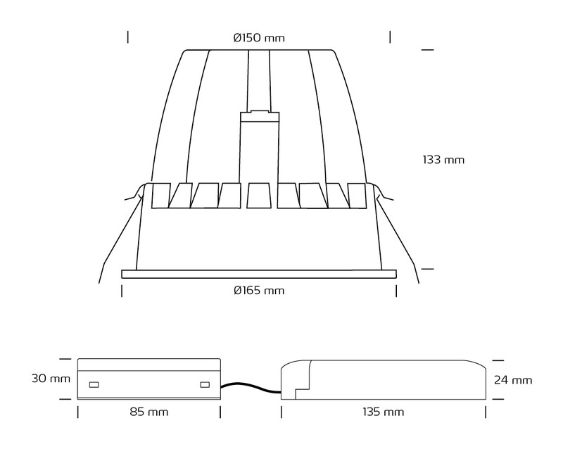 nordtronic Downlight zita ip20 36w 3k 2800lm wh round