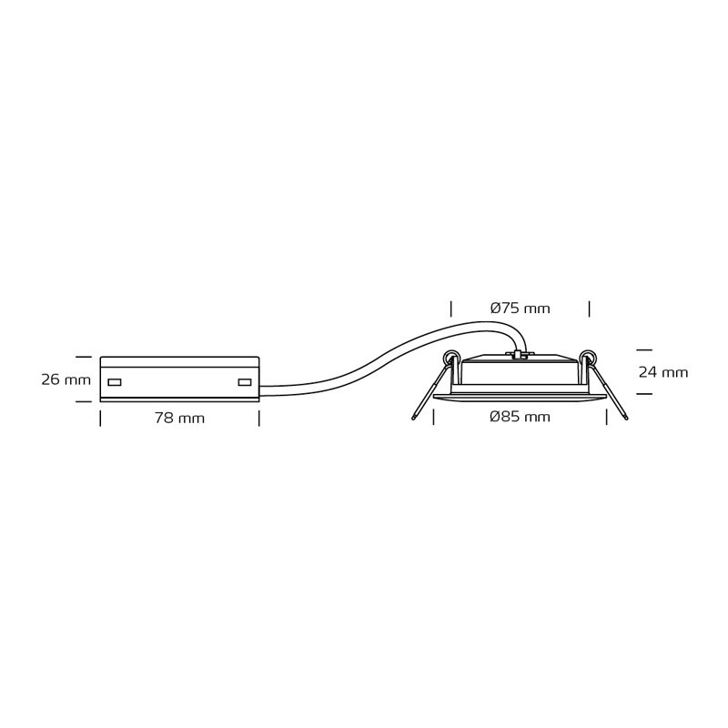 nordtronic Downlight low profile dob ip44/20 5w 2,7k/3k bl