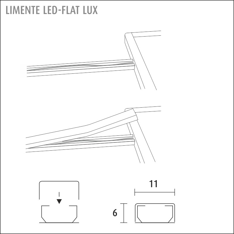 limente Möbelarmatur led-flat12lux 6w 4k va/mu