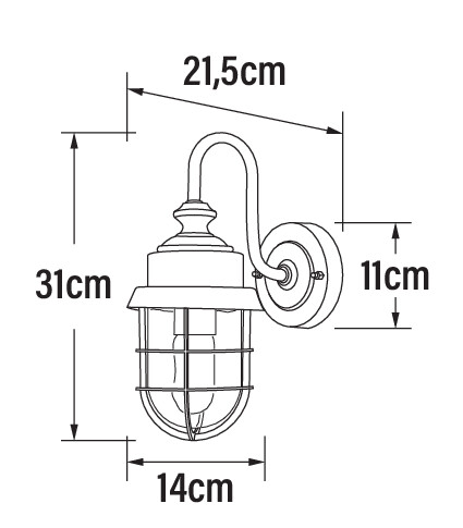 konstsmide Väggarmatur cerignola 7351-970 ip44 e27 ro