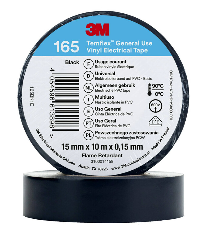 3m Electrical tape temflex 165 vinyl 15mm x 10m black