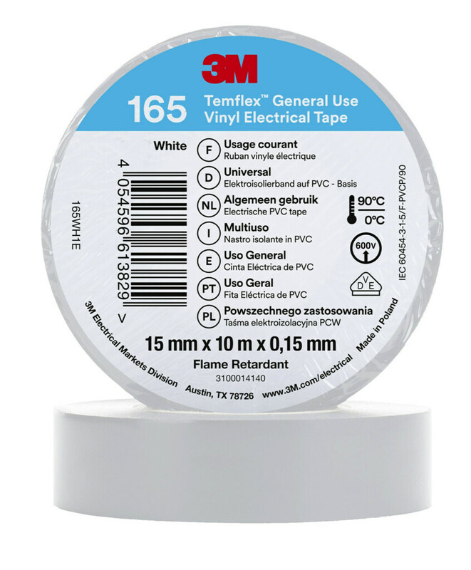 3m Electrical tape temflex 165 vinyl 15mm x 10m white