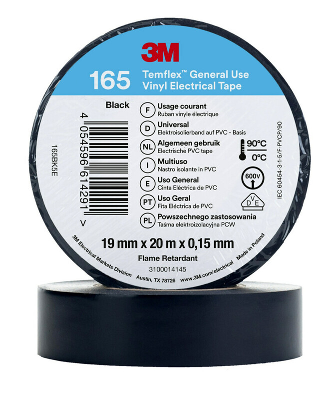 3m Sähköteippi temflex 165 vinyyli musta 19mmx20m
