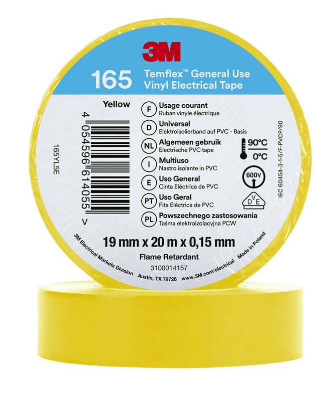 ELECTRICAL TAPE TEMFLEX 165 VINYL 19MM X 20M YELLOW