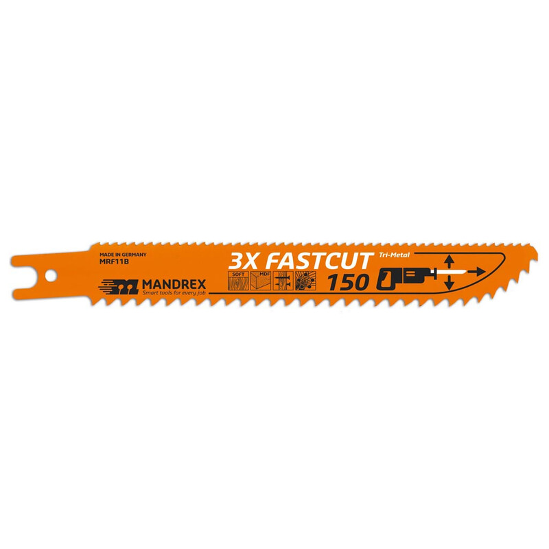 SABRE SAW BLADE MANDREX 150MM 3X FASTCUT FOR WOOD
