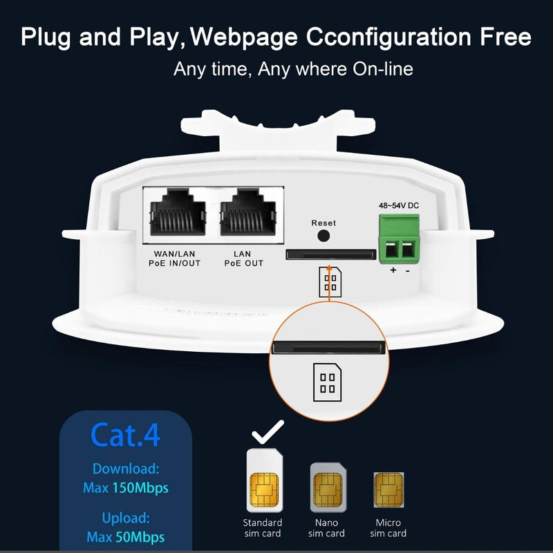 wi-tek Router 4g lte wifi ip65 48v poe out