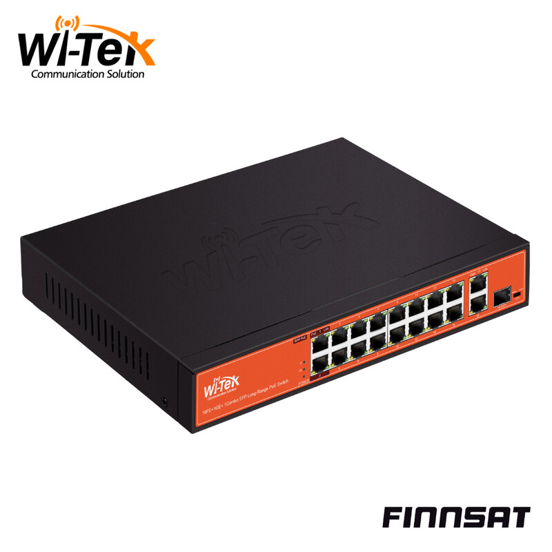 wi-tek Ethernet kytkin finnsat 16fe(poe)+1ge+1ge/sfp