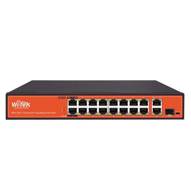 wi-tek Ethernet kytkin finnsat 16fe(poe)+1ge+1ge/sfp