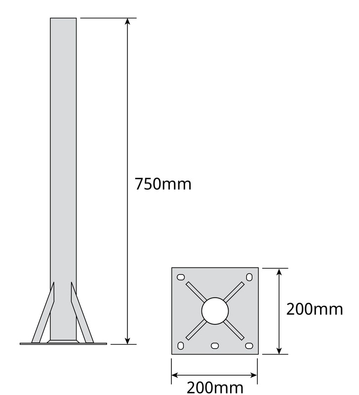 televes Tukiputki finnsat maa-asennus 750x200mm 60mm