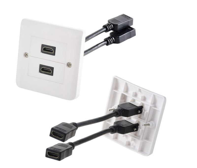 AV-BOX 2 X HDMI 80X80MM, CABLES 10CM