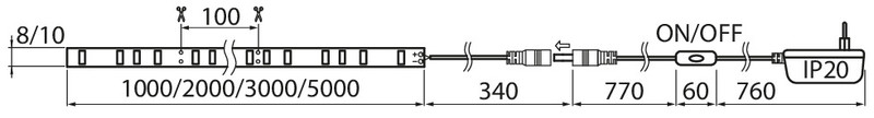 airam Led-ljusslinga 12v ip20 4,8w/m 830 3m