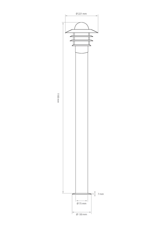 airam Käpylä bollard pihapiirival ip44 e27 glc rst h1100