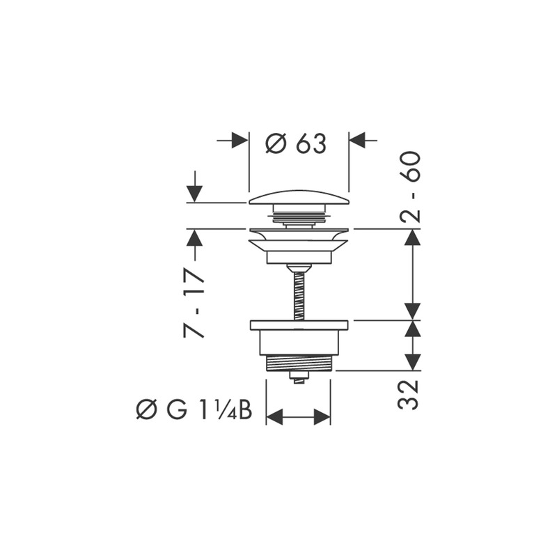 hansgrohe Pohjaventtiili hansgrohe 50100670 pushopen musta