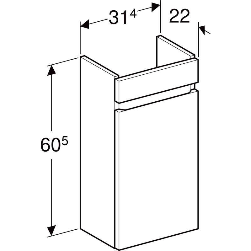 geberit Cabinet for washba renova plan 314x220x605mm hickory
