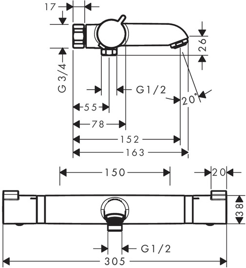 hansgrohe Amme-/suihkuhana hansgrohe 13186670 ecostat term jp musta